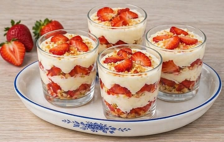 Bicchieri di mascarpone e fragole
