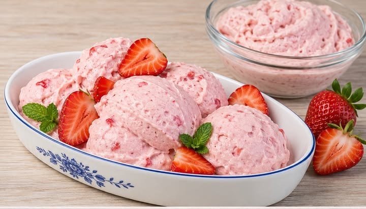 Gelato allo yogurt e fragole