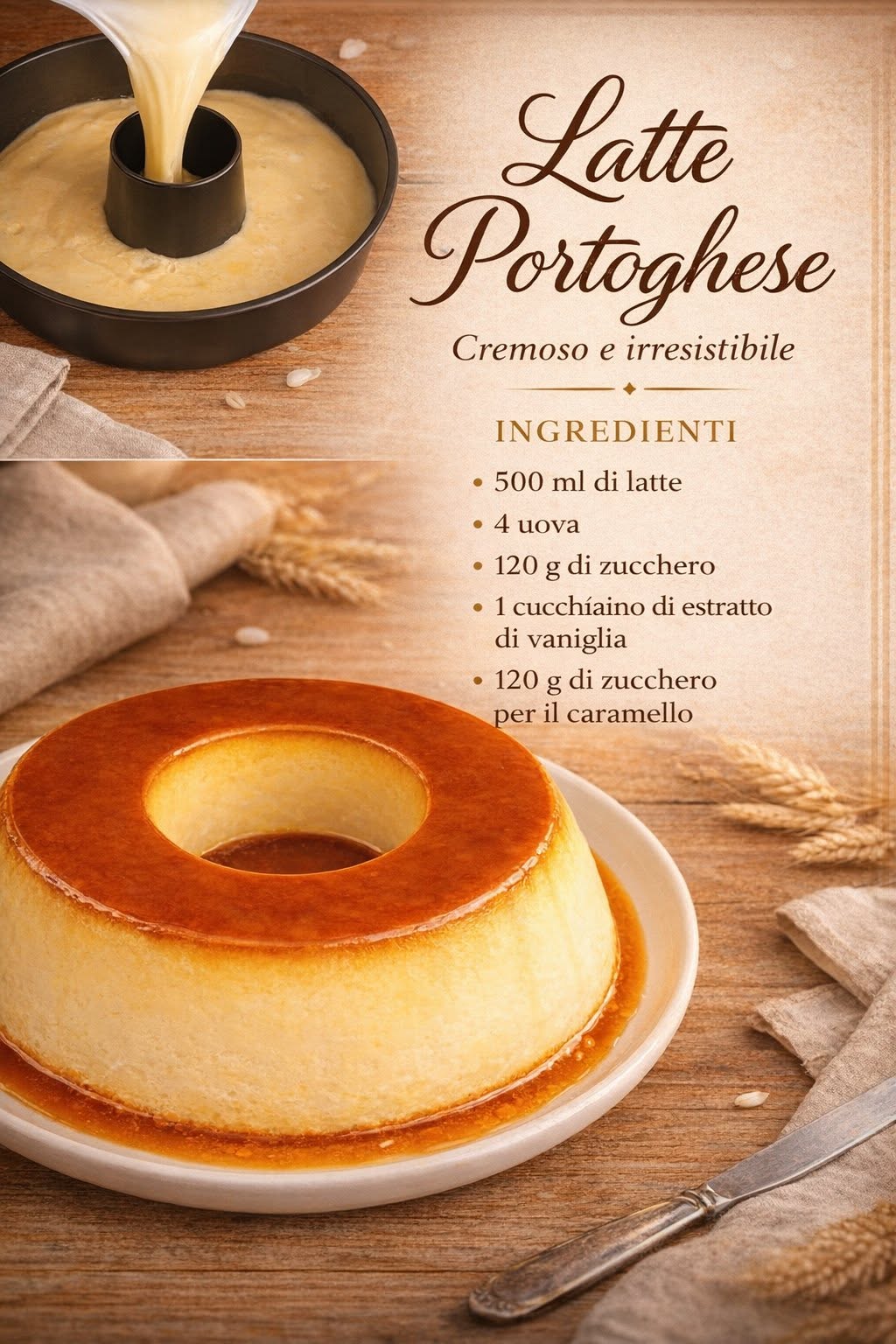 Latte Portoghese cremoso alla vaniglia servito freddo