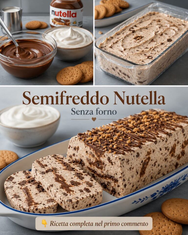 Semifreddo ai biscotti e Nutella cremoso con biscotti sbriciolati
