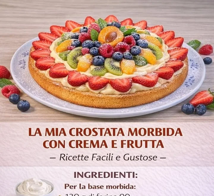 Crostata di frutta con pasta frolla e crema pasticcera