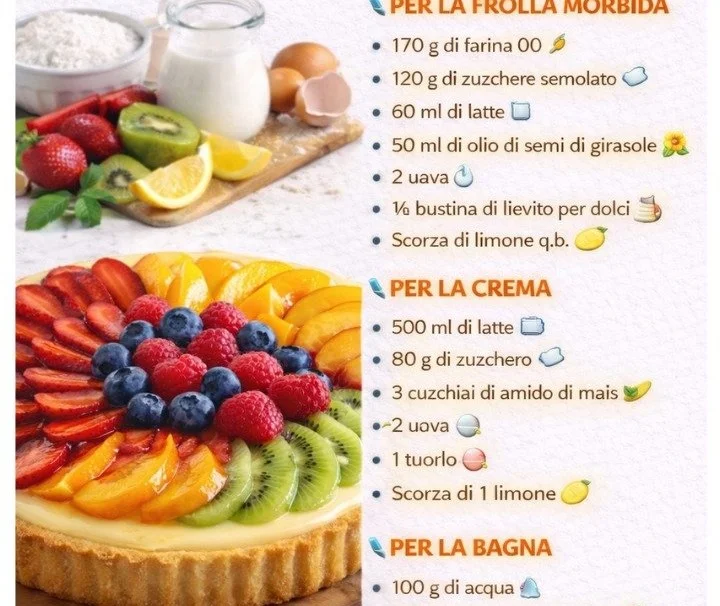 Crostata morbida alla frutta con crema pasticcera