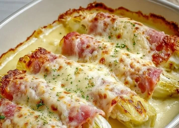 Indivia gratinata con prosciutto e besciamella