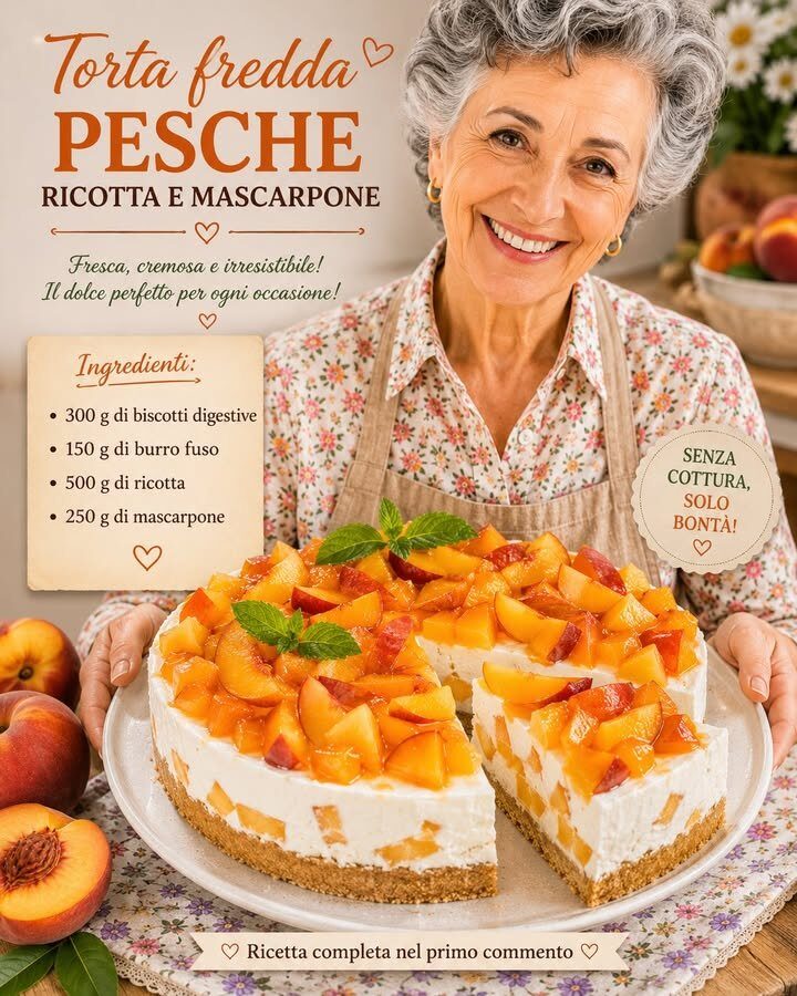Torta fredda alle pesche con ricotta