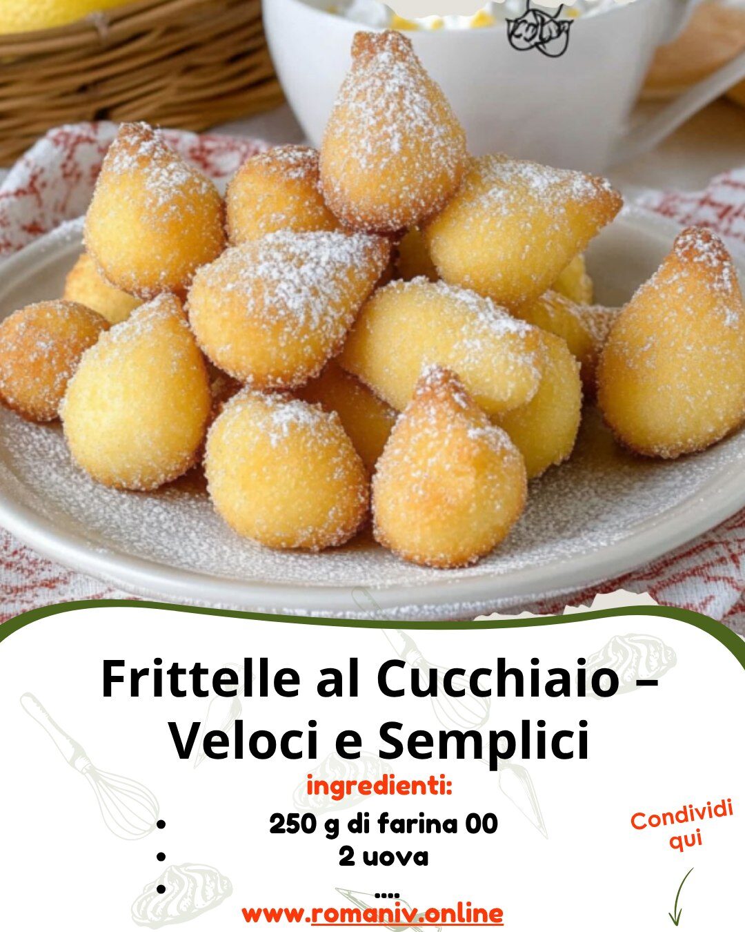 Piccole frittelle dorate cosparse di zucchero