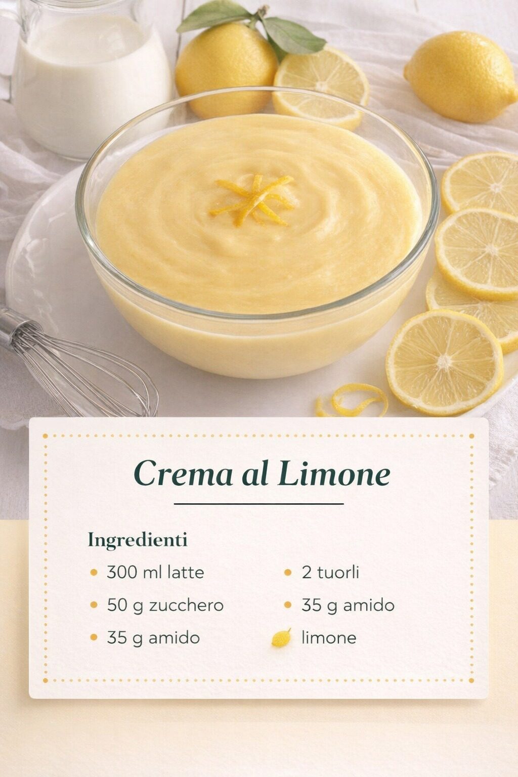 Crema gialla al limone in una ciotola di vetro