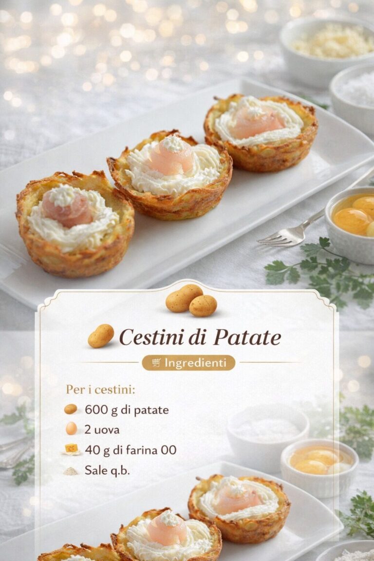 Cestini di patate con prosciutto e formaggio