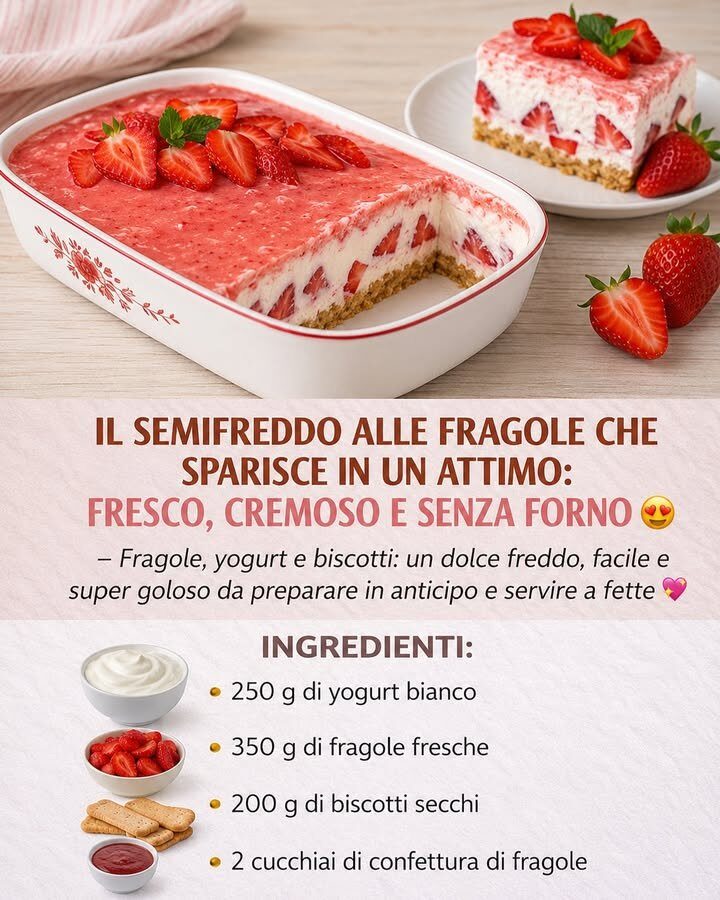 Dolce freddo alle fragole e yogurt