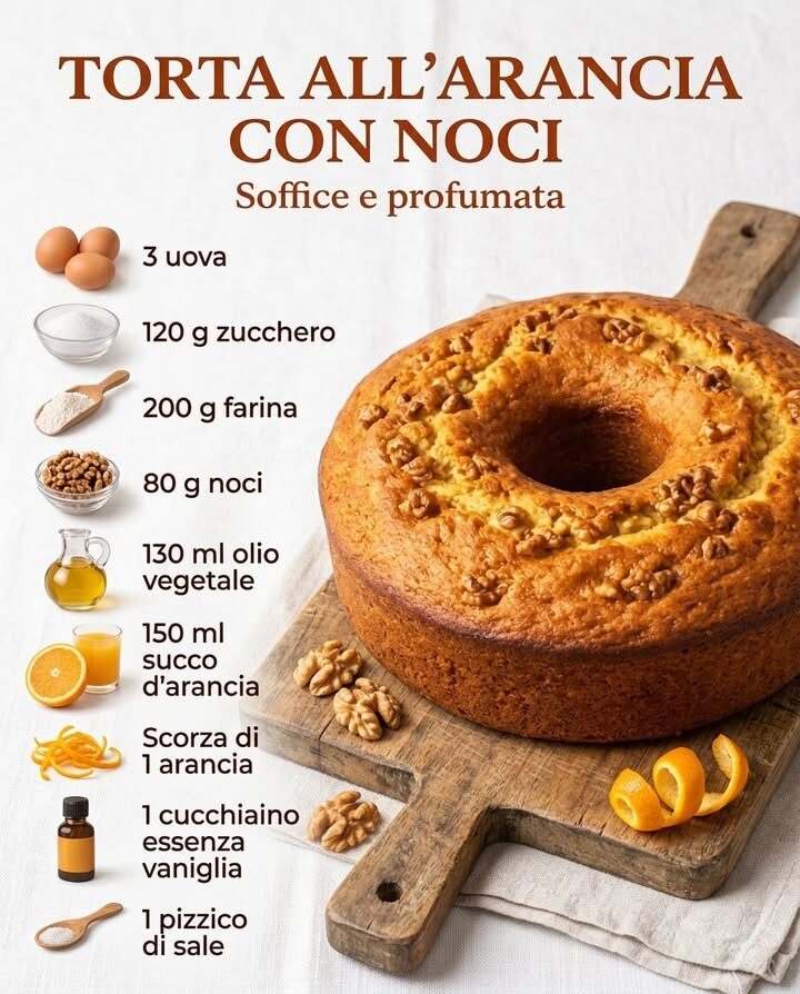 Ciambella all’arancia con noci