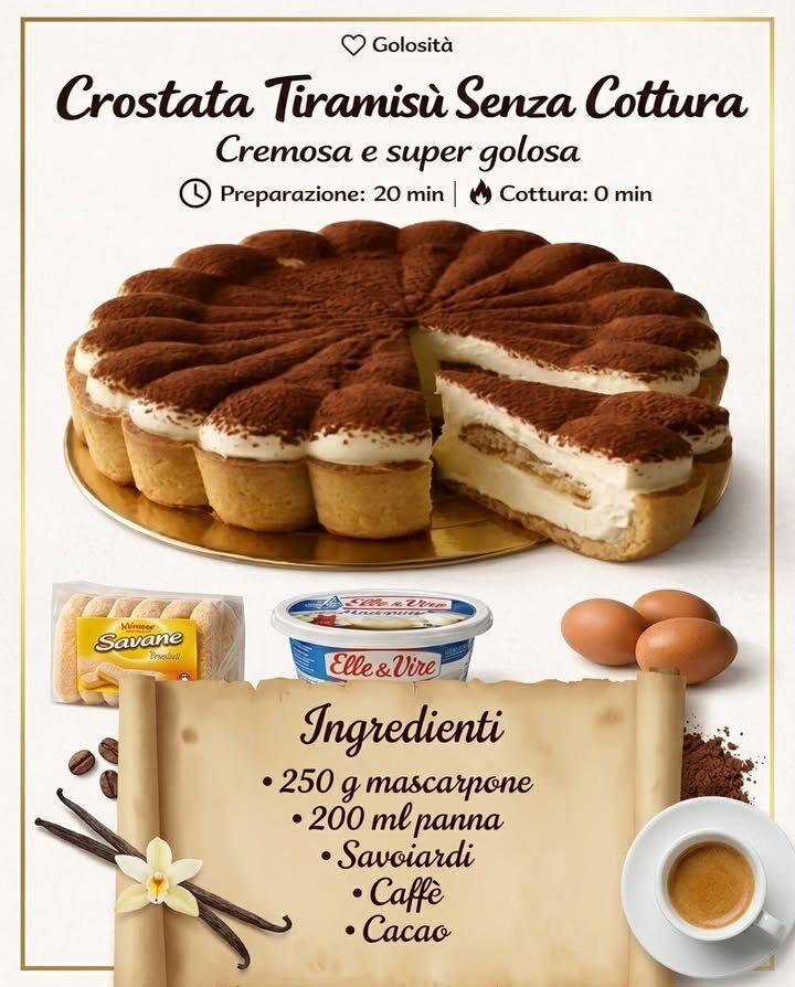 Crostata tiramisù senza cottura